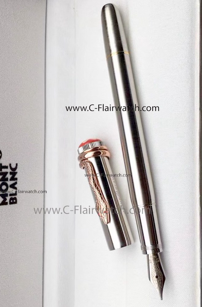 2018 New - MontBlanc Rouge et Noir Fountain Pen Silver Rose Gold